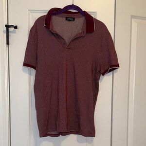Express Men’s Burgundy Micro-Pattern Polo